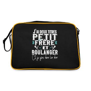 Petit Frère Boulanger Boulangerie Humour Noël - Sac Retro - noir/or - Dos