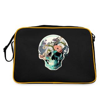 Crâne humain et fleurs 34 - Sac Retro - noir/or - Dos