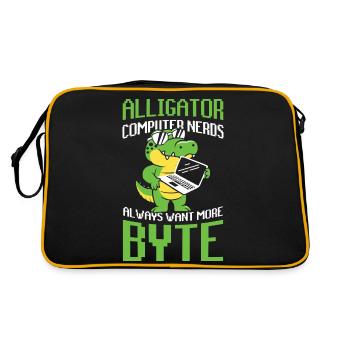 Alligator Computer Nerd Byte für Krokodil Fan - Retro Tasche - Schwarz/Gold - Hinten