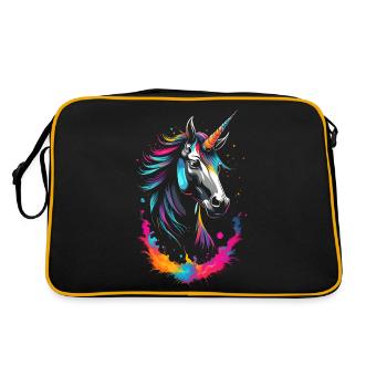 Colorful Neon Unicorn - Fantasy Dreamscape - Retro Bag - black/gold - Back