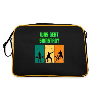 was geht samstag? - Retro Tasche - Schwarz/Gold - Hinten