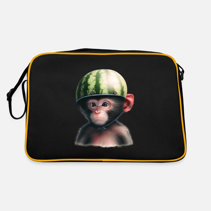 Affe mit Wassermelone Retro Tasche