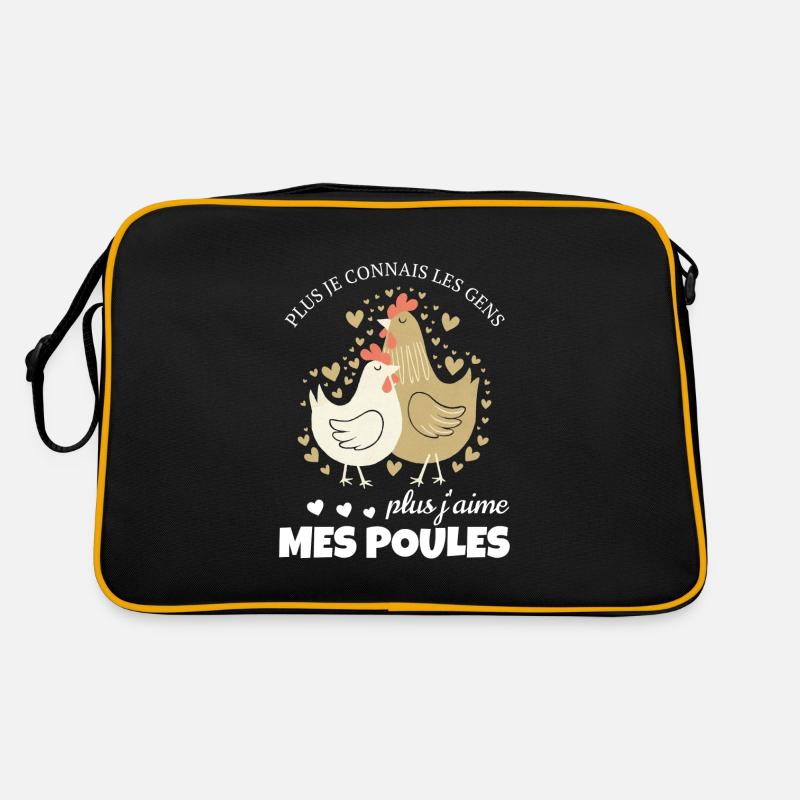 J'aime mes poules - Sac Retro - noir/or