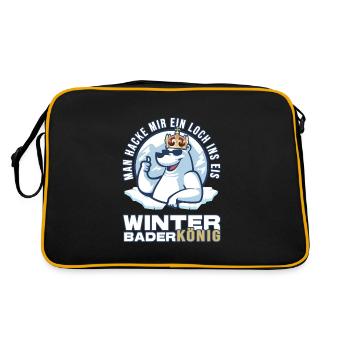 eisbader winterbader-könig eisbademeister eisbaden - Retro Tasche - Schwarz/Gold - Hinten