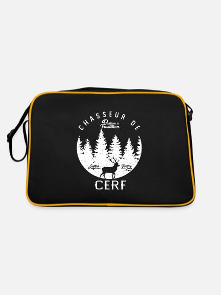 chasse chasseur de cerf cadeau cool papa papy - Sac Retro - noir/or