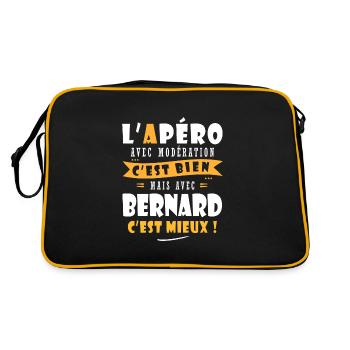 Humour Bernard Apero T shirt Humour Drôles bernard - Sac Retro - noir/or - Dos
