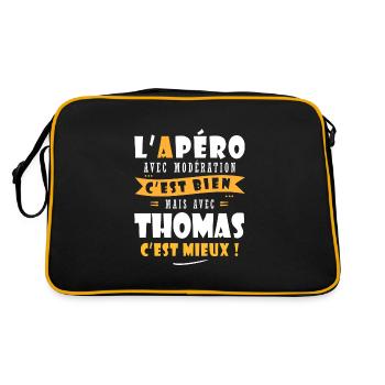 Humour Thomas Apero T shirt Drôles thomas - Sac Retro - noir/or - Dos