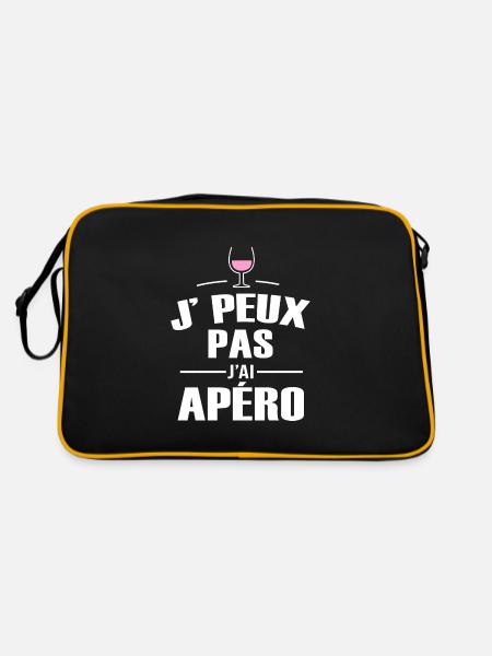 je peux pas j ai apéro pour homme femme - Sac Retro - noir/or - Dos