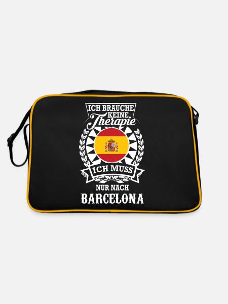Ich brauche keine Therapie – nur nach Barcelona - Retro Tasche - Schwarz/Gold