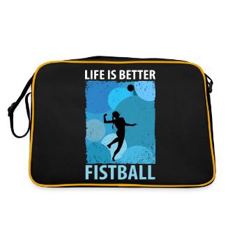 Faustball Faustballer Faustballspieler - Retro Tasche - Schwarz/Gold - Hinten