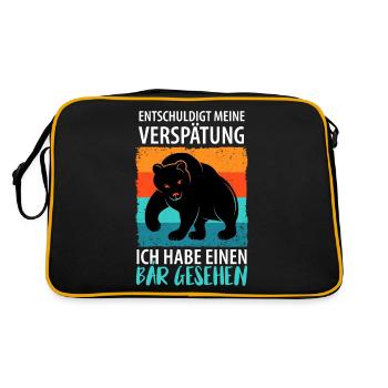 Bär Bären Raubtier - Retro Tasche - Schwarz/Gold - Hinten