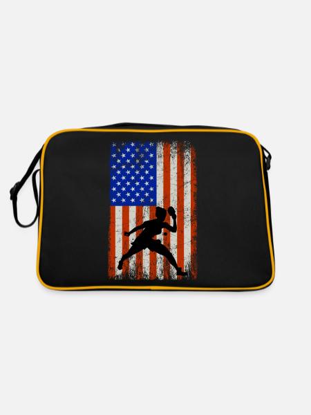 Drapeau américain Ping Pong Joueur de tennis de table - Sac Retro - noir/or - Dos