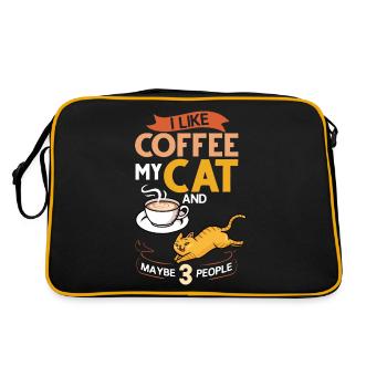 Kaffee Katze Maschine Kätzchen Tasse Bohnen - Retro Tasche - Schwarz/Gold - Hinten