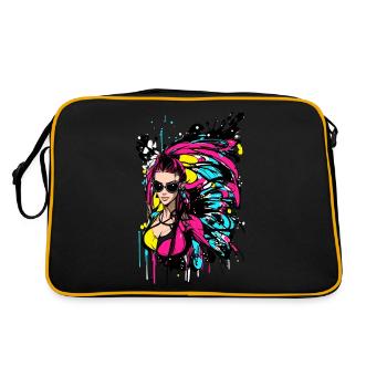 Femme colorée portant des lunettes de soleil - Sac Retro - noir/or - Dos