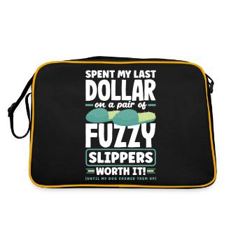 Spent My Last Dollar on a pair of fuzzy slippers. - Retro Tasche - Schwarz/Gold - Hinten