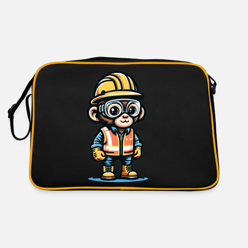 Mignon singe ouvrier de la construction Sac Retro