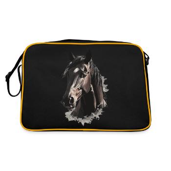 Pferd - Retro Tasche - Schwarz/Gold - Hinten