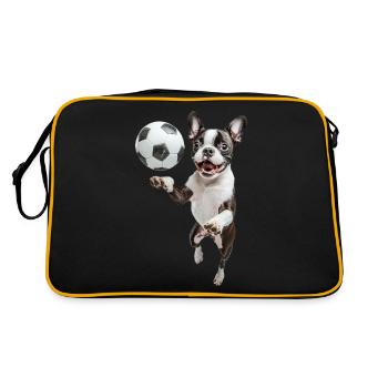 Boston Terrier - Retro Tasche - Schwarz/Gold - Hinten