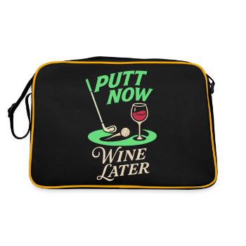Putt jetzt Wein später - Retro Tasche - Schwarz/Gold - Hinten