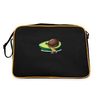 Lustiges Avocado-Nahrungsmittelpaddel eine Fischerboot-Frucht - Retro Tasche - Schwarz/Gold - Hinten