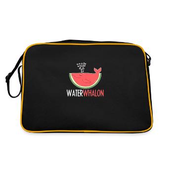 Watermelon Cute Whale Waterwhalon Sea Fish Lover - Retro Bag - black/gold - Back