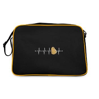 Kartoffel Kartoffelbrei Herzschlag Puls Geschenk - Retro Tasche - Schwarz/Gold - Hinten