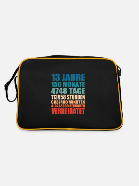 13 Jahre Verheiratet Hochzeit Spruch Geschenk - Retro Tasche - Schwarz/Gold