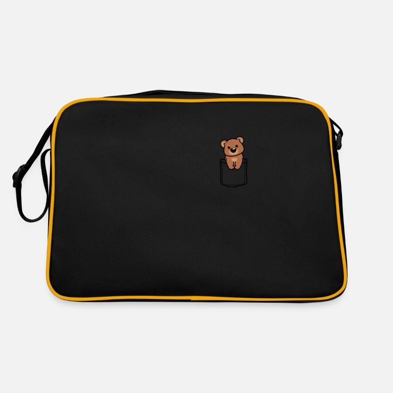 Bär Braunbär Bar Wildnis Teddy Tier Geschenk - Retro Tasche - Schwarz/Gold