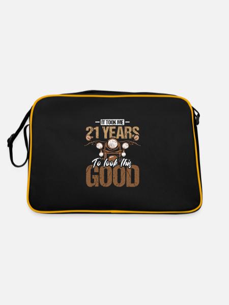 21ème anniversaire Biker Moto Vintage Cadeau - Sac Retro - noir/or - Dos