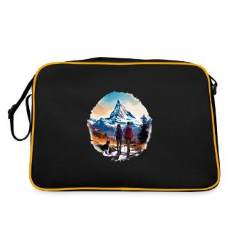 Zermatt, Matterhorn, Matterhorn mountain, hiker - Retro Bag - black/gold - Back