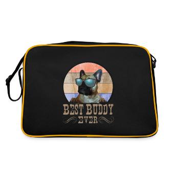 Meilleur copain, Frenchie, Bully, Meilleur ami, - Sac Retro - noir/or - Dos