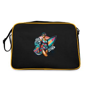 Cool Surf Girl - Vintage Beach Vibes - Retro Tasche - Schwarz/Gold - Hinten