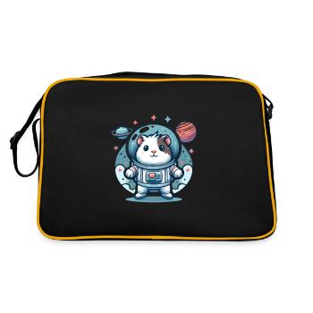 Meerschweinchen Schwerelosigkeit Astronaut - Retro Tasche - Schwarz/Gold - Hinten