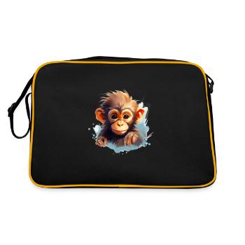 Niedlicher Affe für Kinder für Kinder - Retro Tasche - Schwarz/Gold - Hinten