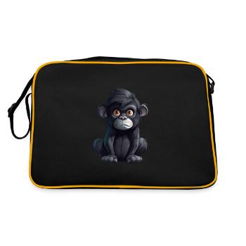 Niedlicher Affe für Kinder für Kinder - Retro Tasche - Schwarz/Gold - Hinten