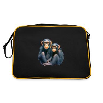 Niedlicher Affe für Kinder für Kinder - Retro Tasche - Schwarz/Gold - Hinten