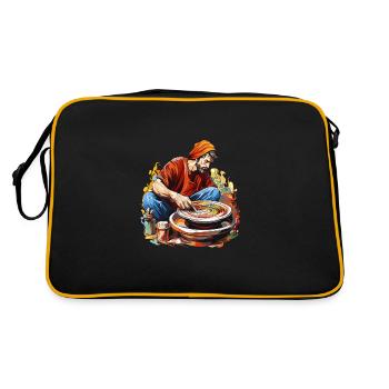 Künstlerische Keramikherstellung Töpfer - Retro Tasche - Schwarz/Gold - Hinten