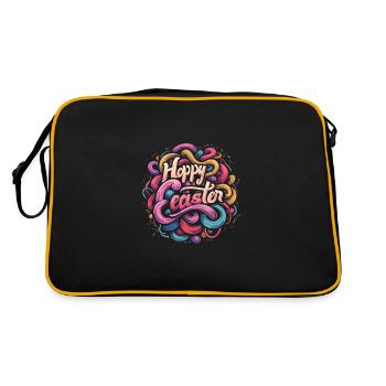 Frohe Ostern Bunte Eierjagd Osterkorb für Kinder - Retro Tasche - Schwarz/Gold - Hinten