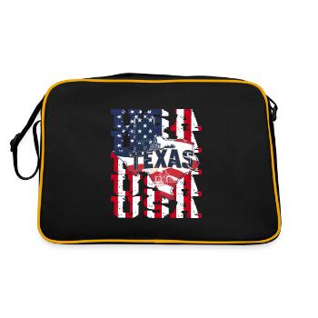 Stolze texanische Ikone - Flagge und Kapitol - Retro Tasche - Schwarz/Gold - Hinten