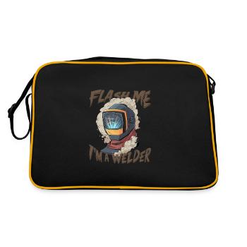 FLASH ME I'M A WELDER für einen Schweißer - Retro Tasche - Schwarz/Gold - Hinten