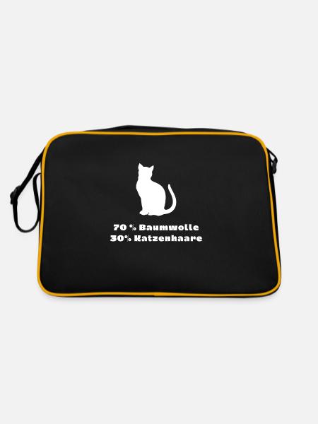 Katzenliebhaber Katzenlover Cat Love - Retro Tasche - Schwarz/Gold - Hinten