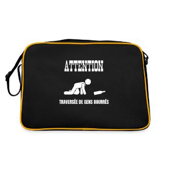 attention traversée de gens bourrés - Sac Retro - noir/or - Dos