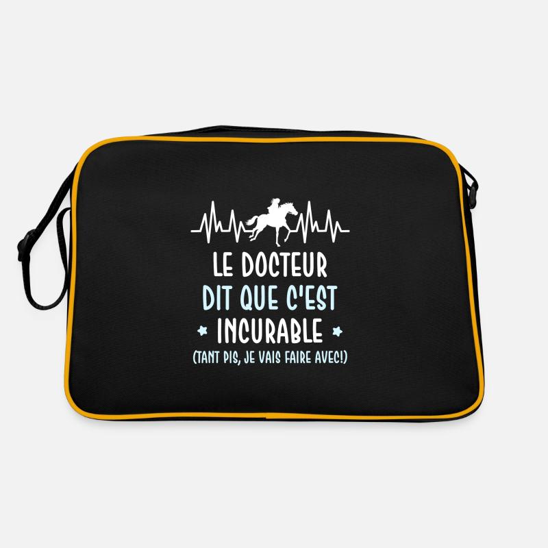 Cheval - c'est incurable - Sac Retro - noir/or