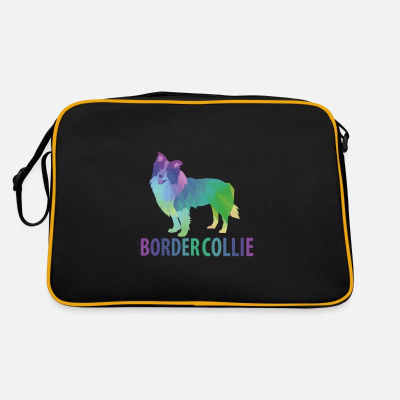 Border Collie Geschenk - Retro Tasche - Schwarz/Gold