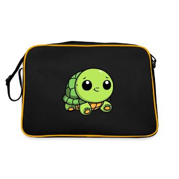 Tortue Chibi mignonne | Design de dessin animé mignon - Sac Retro - noir/or - Dos