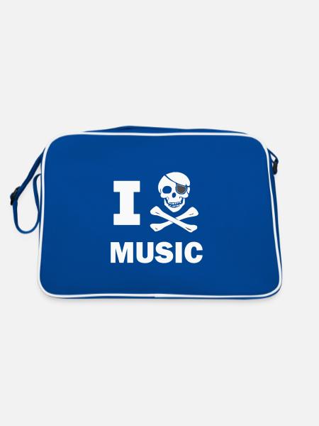 I Piratenmusik - Retro Tasche - Blau/Weiß - Hinten