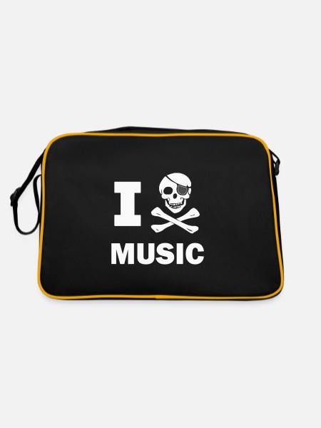 I Piratenmusik - Retro Tasche - Schwarz/Gold - Hinten