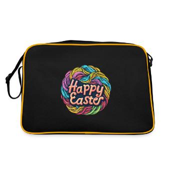 Frohe Ostern Bunte Eierjagd Osterkorb für Kinder - Retro Tasche - Schwarz/Gold - Hinten