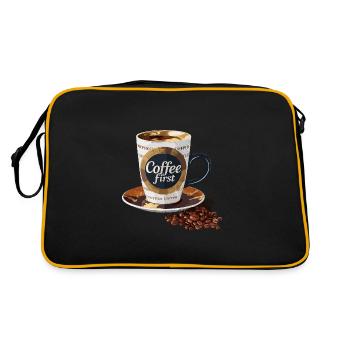 Coffee First Morning Cafe Liebhaber - Retro Tasche - Schwarz/Gold - Hinten