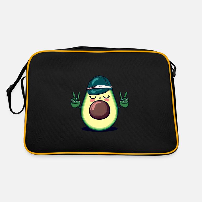 Hippie-Avocado mit Basecap - Coole Peace-Design Retro Tasche